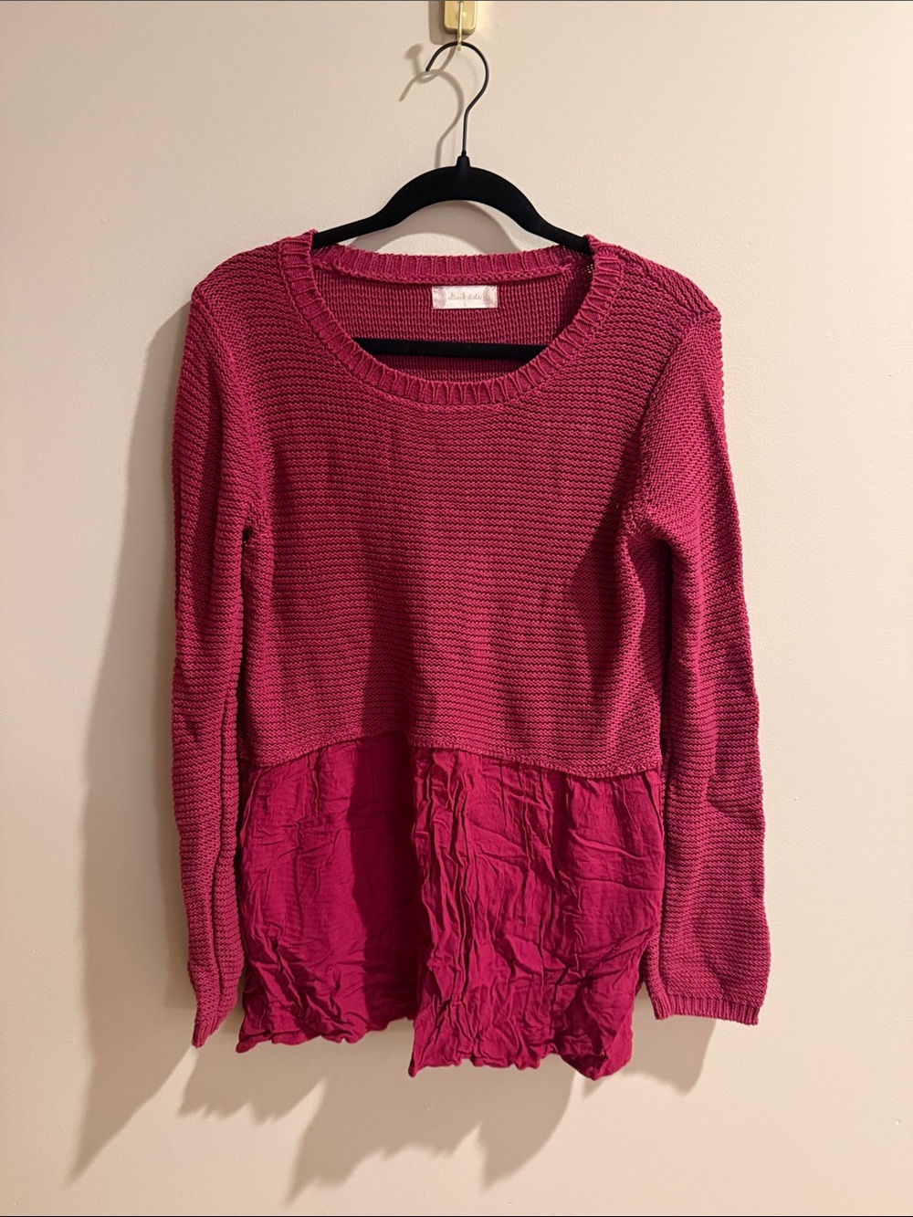 Altar'd State Fuchsia Two-Texture Peplum Sweater